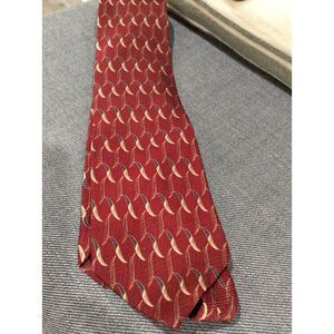 Bill Bass red 100% silk necktie men's print